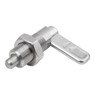 KIPP Sperrriegel M10x1 D=4 Edelstahl blank Form B mit Gewindehülse Mutter