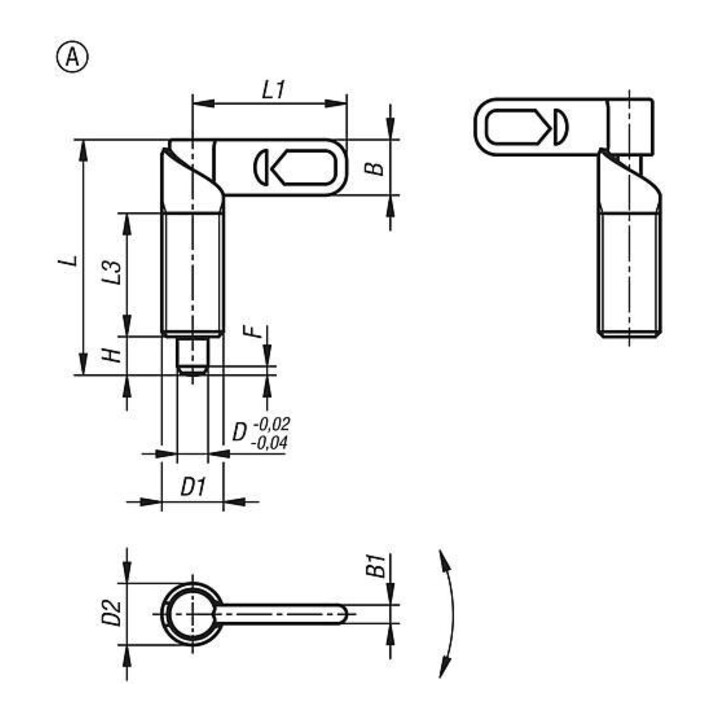 KIPP Sperrriegel M10x1 Ø6mm Form A Edelstahl blank mit Gewindehülse