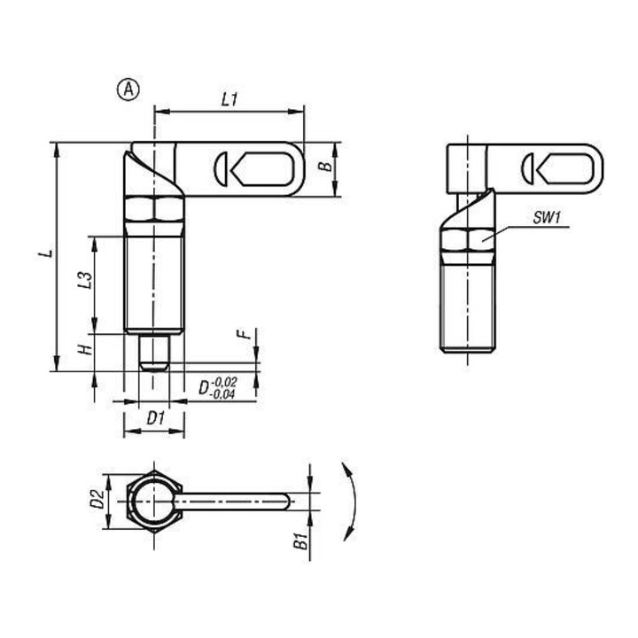 KIPP Sperrriegel M16 D=8 SW16 Form A ohne Kappe Mutter