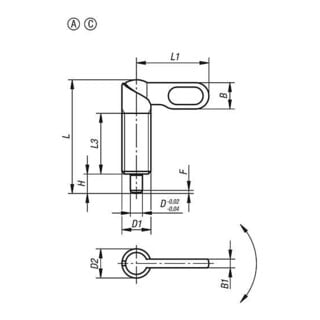 KIPP Sperrriegel M16x1,5 D=6 Form A Stahl Griff unbeschichtet ohne Mutter