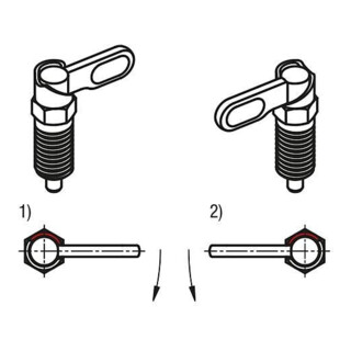 KIPP Sperrriegel mit Anschlag rechts D=10 M16 Form C Gewindehülse Kappe