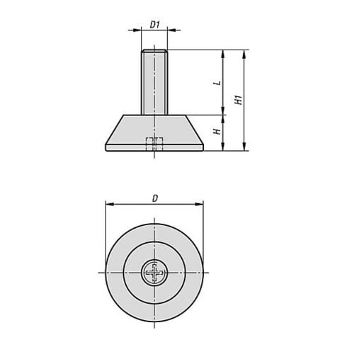 KIPP Stellfuß rund M10x55, D=47, Polyamid, Stahl