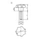 KIPP Sterngriff ähnlich DIN6336 M05x15, D1=25H=16, Form L, Duroplast schwarz hochglanzpoliert, Stahl-3