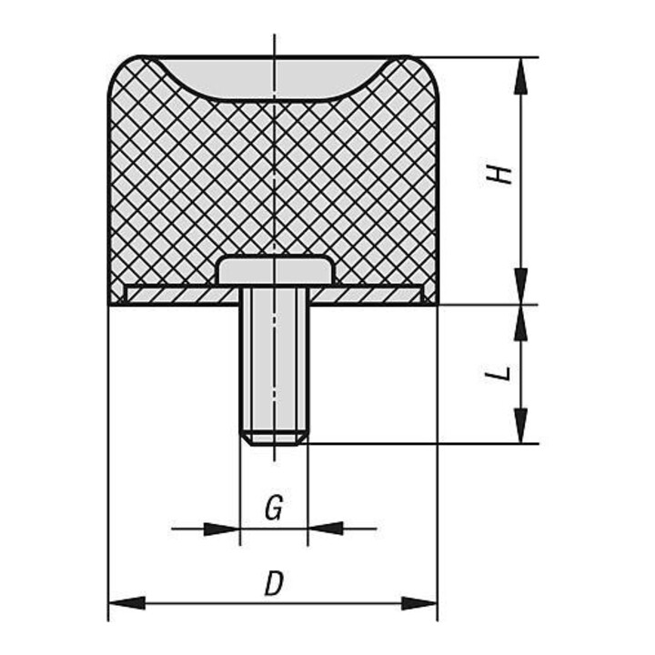 KIPP Tampon en caoutchouc type DS M10x28 Ø70 H30 acier élastomère