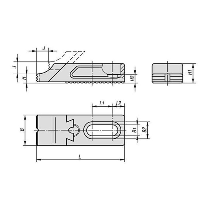 KIPP Tiefspanner verstellbar abgesetzt Form A geriffelt 72 x 25 x 7,5mm