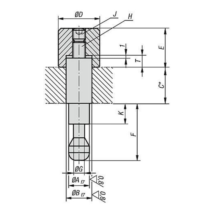 KIPP Tige de serrage B12 C100 acier trempé