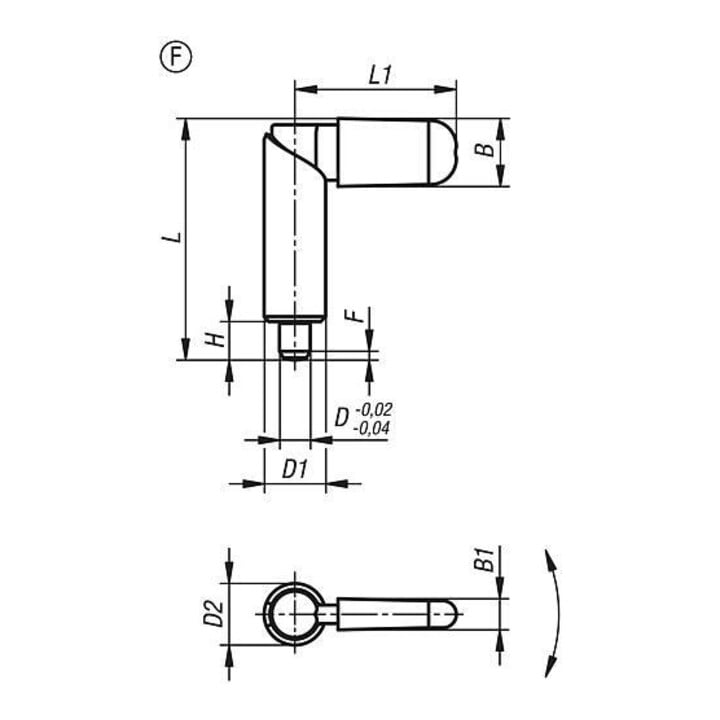 KIPP Verrou de blocage version lisse D8 D1 16 Form F avec manchon