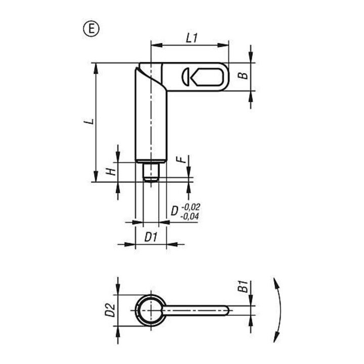 KIPP Verrou de sécurité finition lisse D10 D1 20 acier brunifié