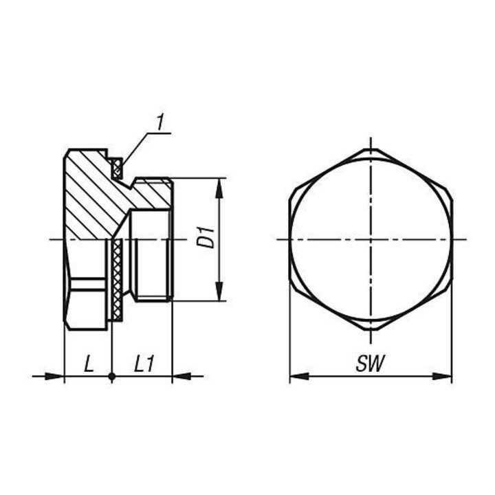 KIPP Verschlussschraube G1/4 SW19 Form C Aluminium blank