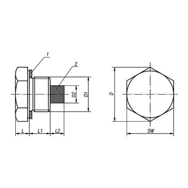 KIPP Verschlussschraube ohne Entlüftung mit Magnet D36,5 G3/4 SW34 Aluminium