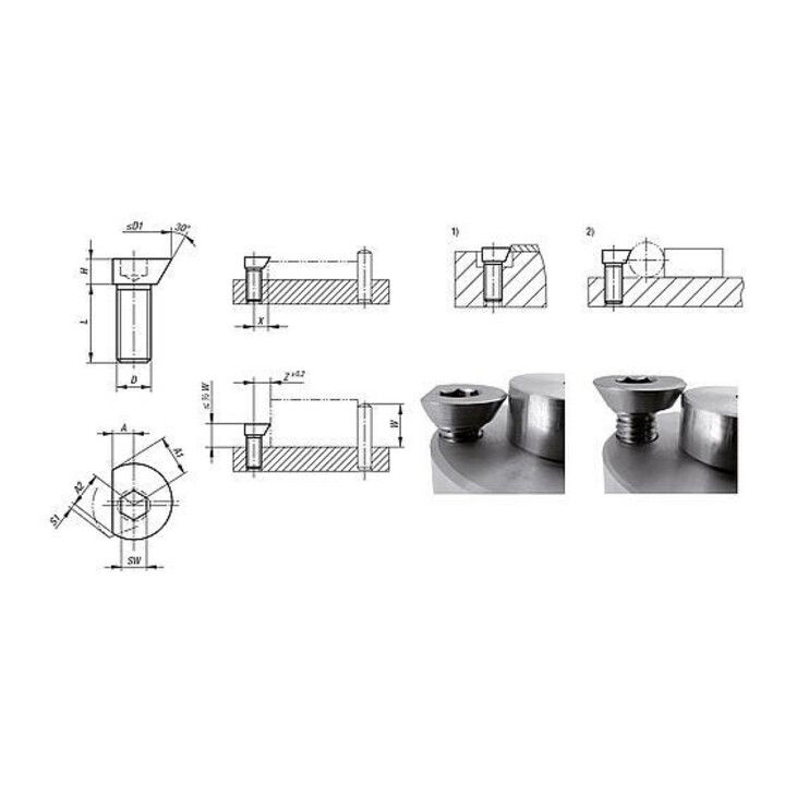 KIPP Vis excentrique en spirale M04 x 8 en acier d'outil
