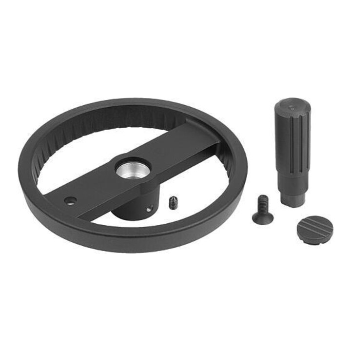 KIPP Volant 2 rayons D1=125 Forme E aluminium noir avec perçage de centrage D2=12
