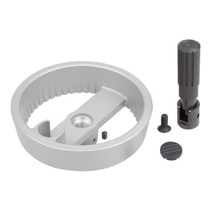 KIPP Volant à 2 rayons D1=125 Forme E Aluminium argenté