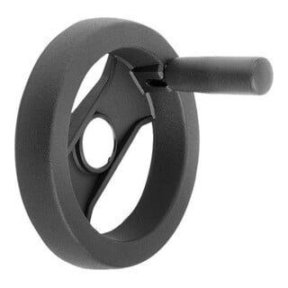 KIPP Volant à 2 rayons D1=129, alésage D2=14H7, polyamide noir