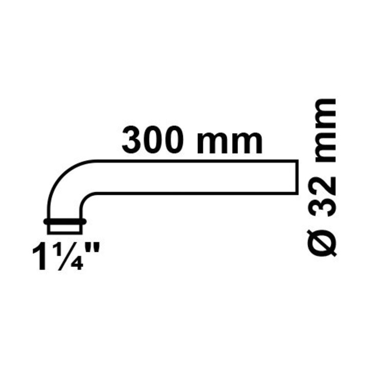 KIRCHHOFF Abgangsbogen, 1 1/4" x 300 mm x 32 mm Chrom