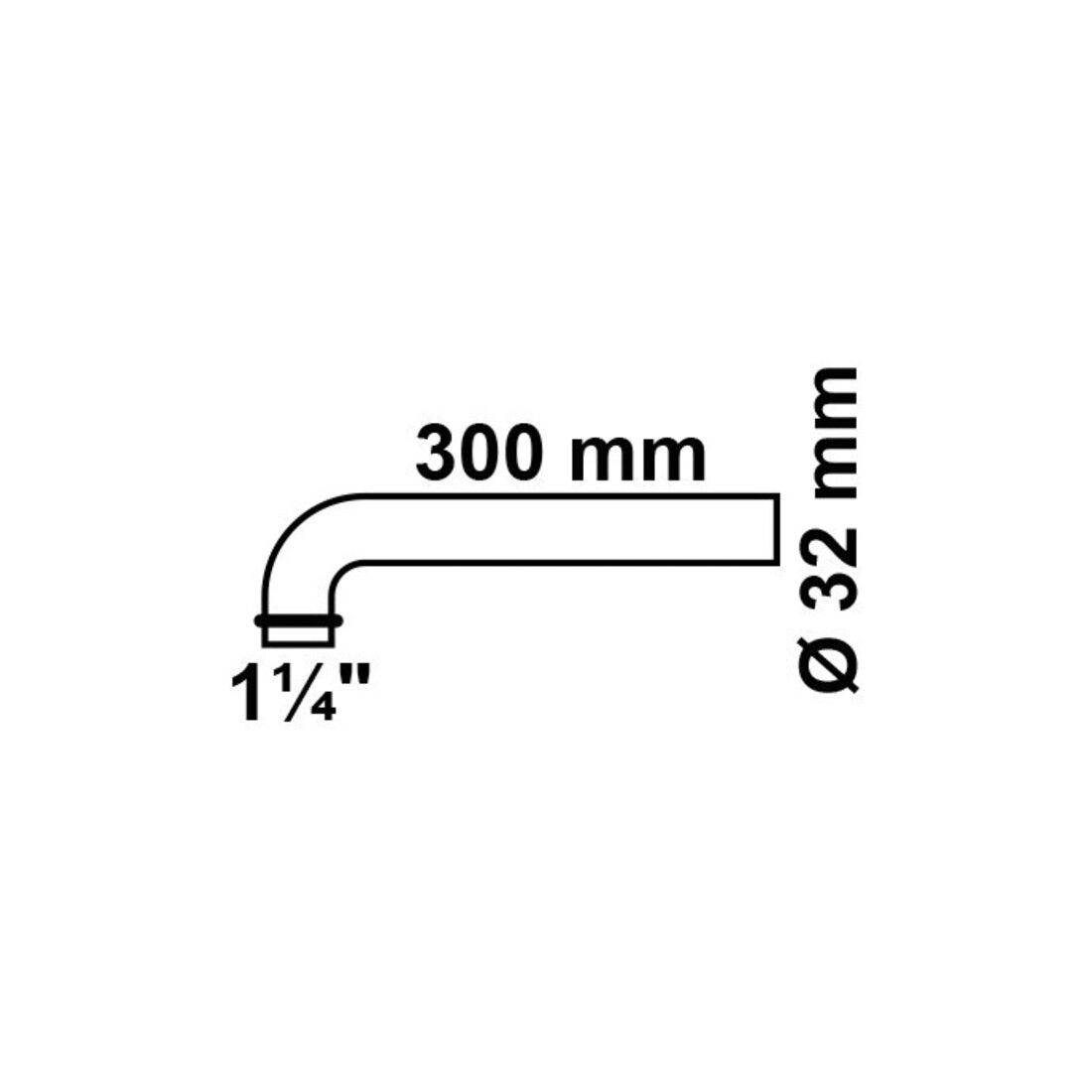KIRCHHOFF Abgangsbogen, 1 1/4" x 300 mm x 32 mm Chrom