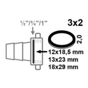 KIRCHHOFF assortiment de joints pour raccords de tuyau caoutchouc, pour 1/2" 3/4" 1" (3x2)-3