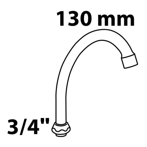 KIRCHHOFF Bec de robinet, chrome, 3/4" x 130 mm