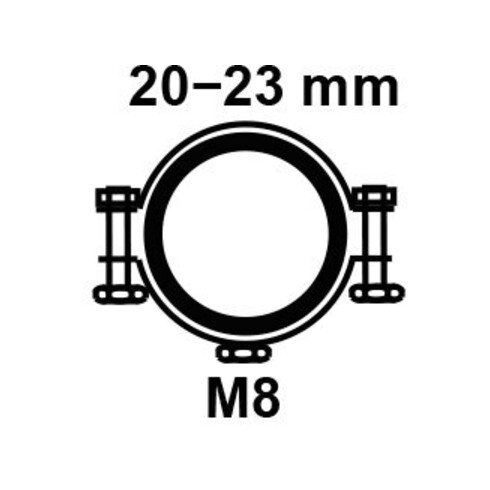 KIRCHHOFF Collier de serrage, 20 - 23 mm, insonorisé, pour 1/2", avec manchon fileté M8