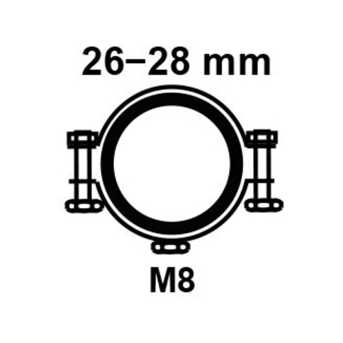 KIRCHHOFF Collier de serrage, 26 - 28 mm, insonorisé, pour 3/4", avec manchon fileté M8