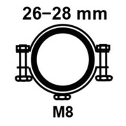 KIRCHHOFF Collier de serrage, 26 - 28 mm, insonorisé, pour 3/4", avec manchon fileté M8-3
