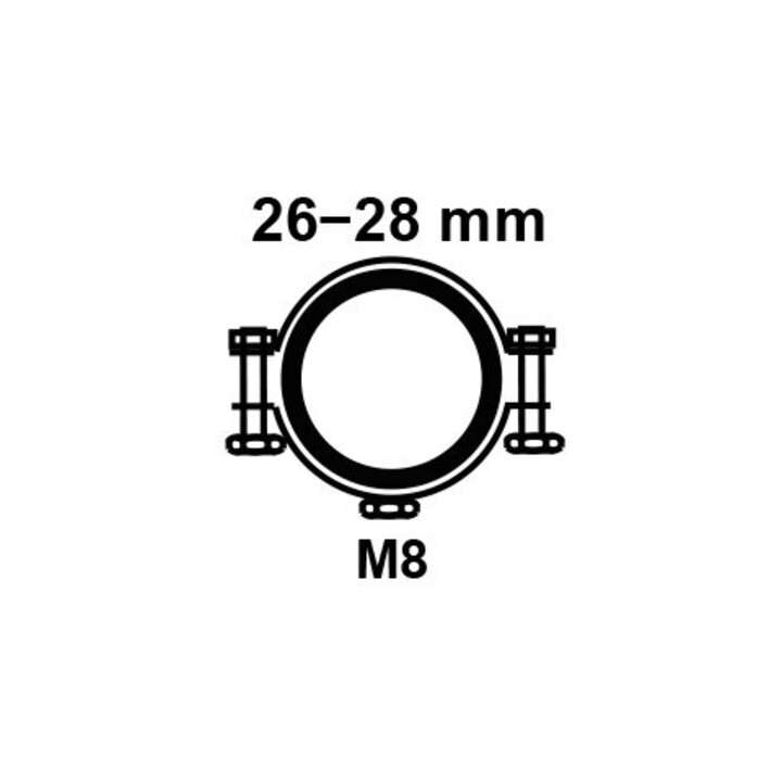 KIRCHHOFF Collier de serrage, 26 - 28 mm, insonorisé, pour 3/4", avec manchon fileté M8