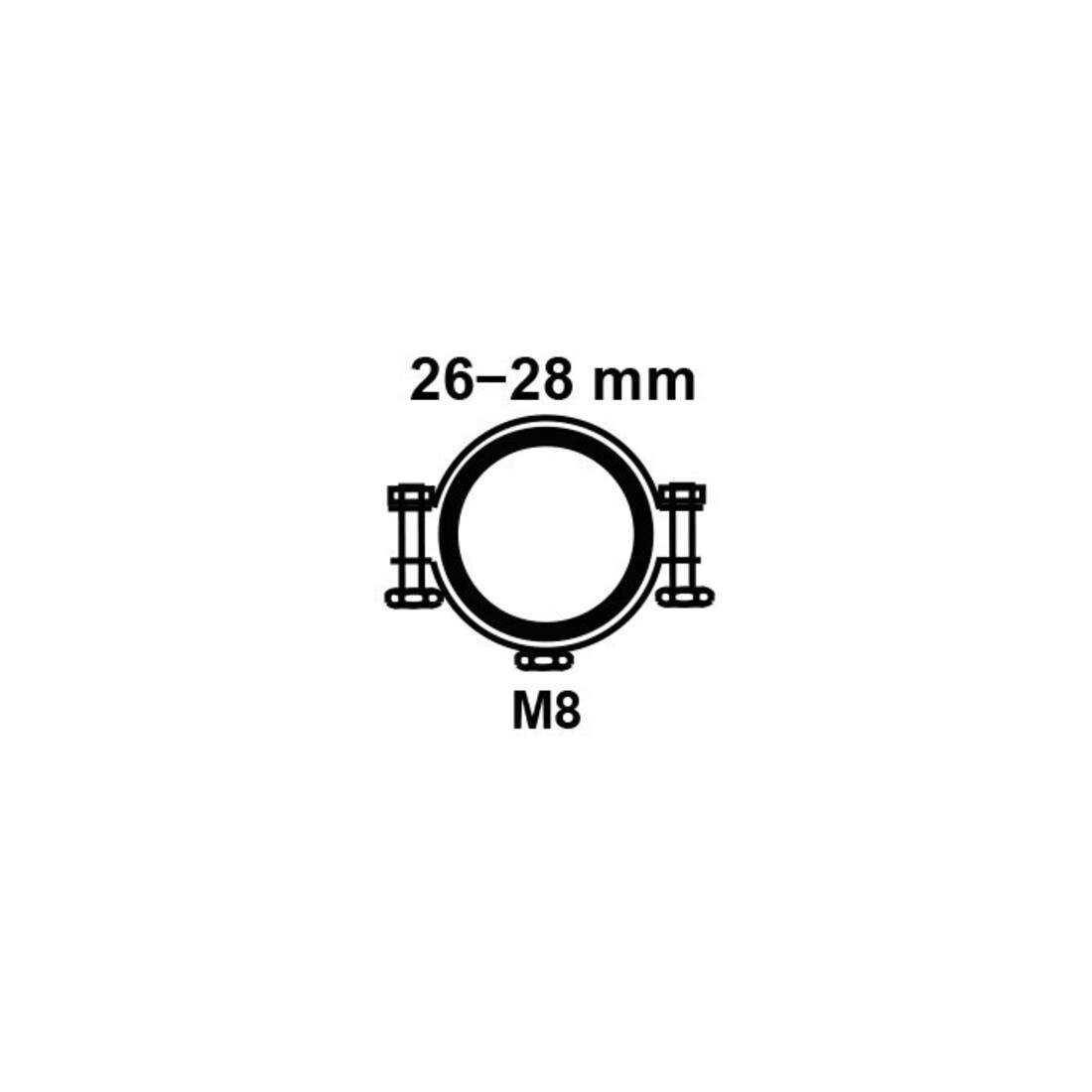 KIRCHHOFF Collier de serrage, 26 - 28 mm, insonorisé, pour 3/4", avec manchon fileté M8