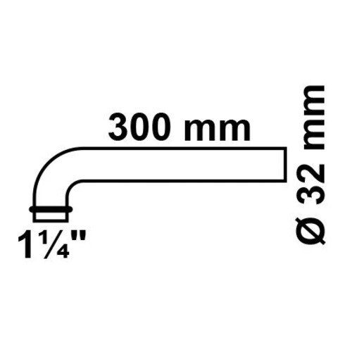 KIRCHHOFF Coude de décharge, 1 1/4" x 300 mm x 32 mm Chrome