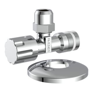 KIRCHHOFF Eckventil, 1/2"AG x x 3/8"AG x 10 mmQ, mit Schubrosette selbstdichtend