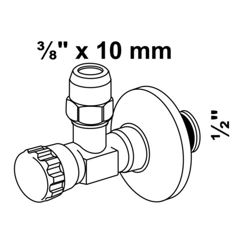 KIRCHHOFF Eckventil, 1/2"AG x x 3/8"AG x 10 mmQ, mit Schubrosette selbstdichtend