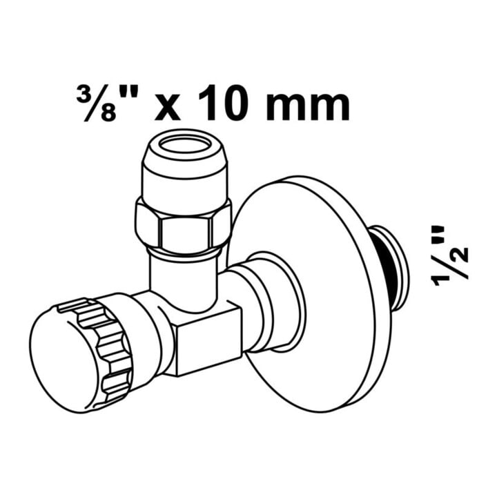 KIRCHHOFF Eckventil, 1/2"AG x x 3/8"AG x 10 mmQ, mit Schubrosette selbstdichtend