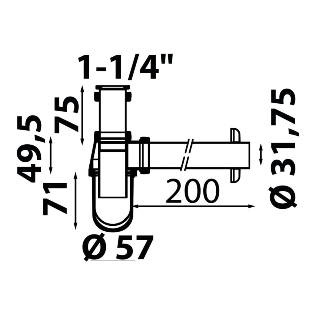 KIRCHHOFF Flaschensiphon, Chrom, 1 1/4" x 32 mm