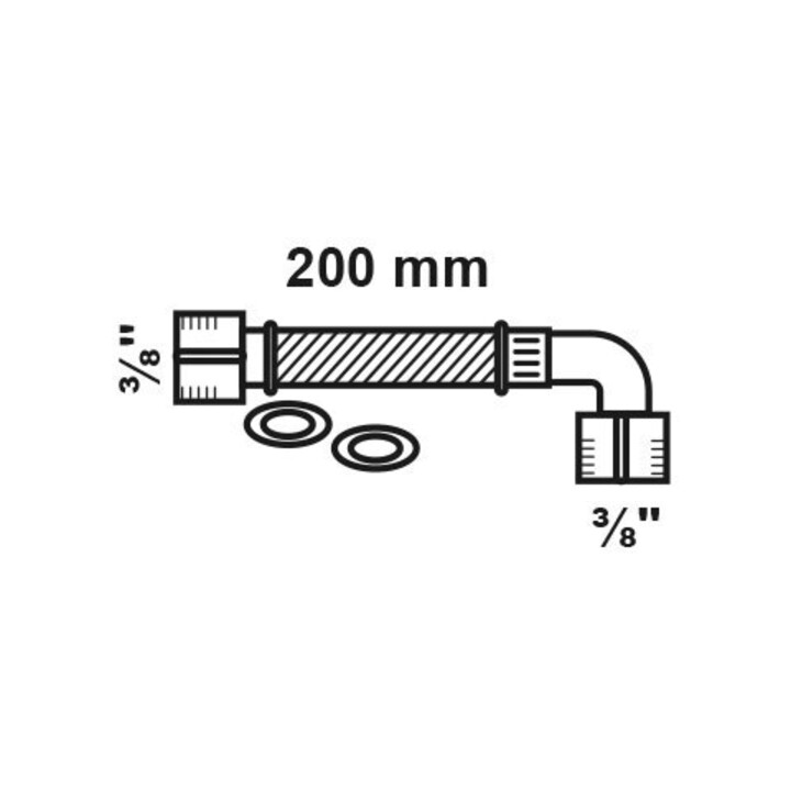 KIRCHHOFF Flex-Spülkasten-Anschluss 3/8"IG x 200 mm x 3/8"IG, einseitig 90° Winkel