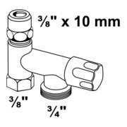 KIRCHHOFF GA-Vanne additionnelle, chrome, 3/8"F x 3/4"M x 3/8"M x 10 mmQ avec-3
