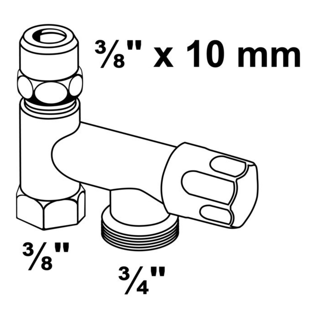 KIRCHHOFF GA-Vanne additionnelle, chrome, 3/8"F x 3/4"M x 3/8"M x 10 mmQ avec