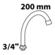 KIRCHHOFF HU-Sortie de tube, chrome, 3/4" x 200 mm
