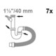 KIRCHHOFF Kit de joints de siphon Silicone, 1 1/2" x 40 mm, pour évier (7x)-3
