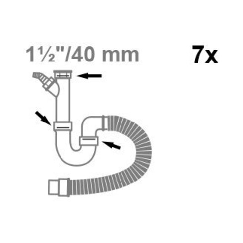 KIRCHHOFF Kit de joints de siphon Silicone, 1 1/2" x 40 mm, pour évier (7x)