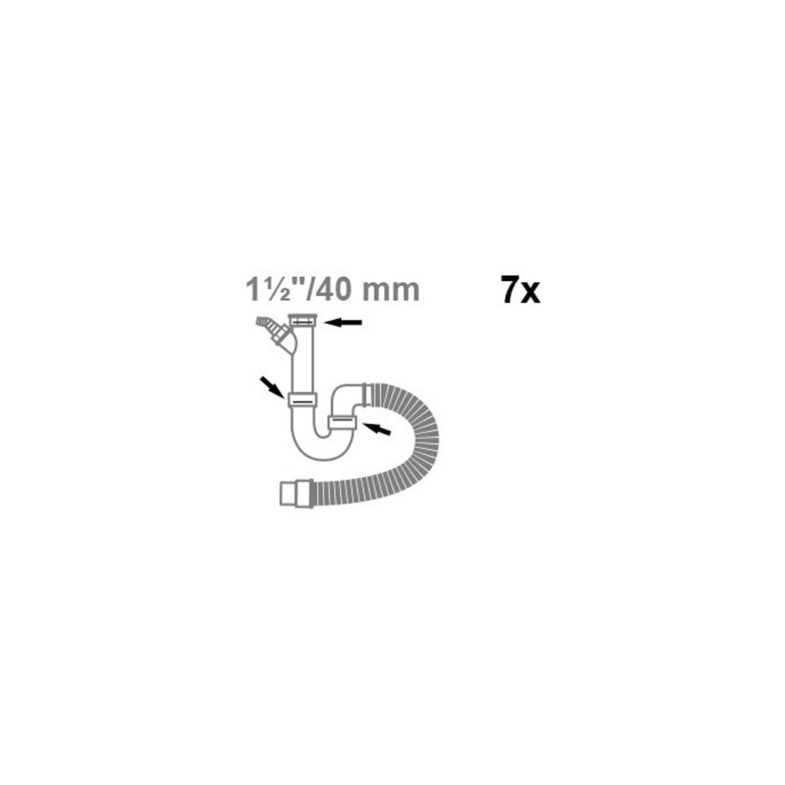 KIRCHHOFF Kit de joints de siphon Silicone, 1 1/2" x 40 mm, pour évier (7x)