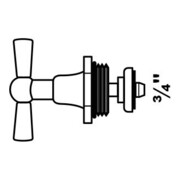 KIRCHHOFF Knebel-Oberteil Chrom, 3/4-3