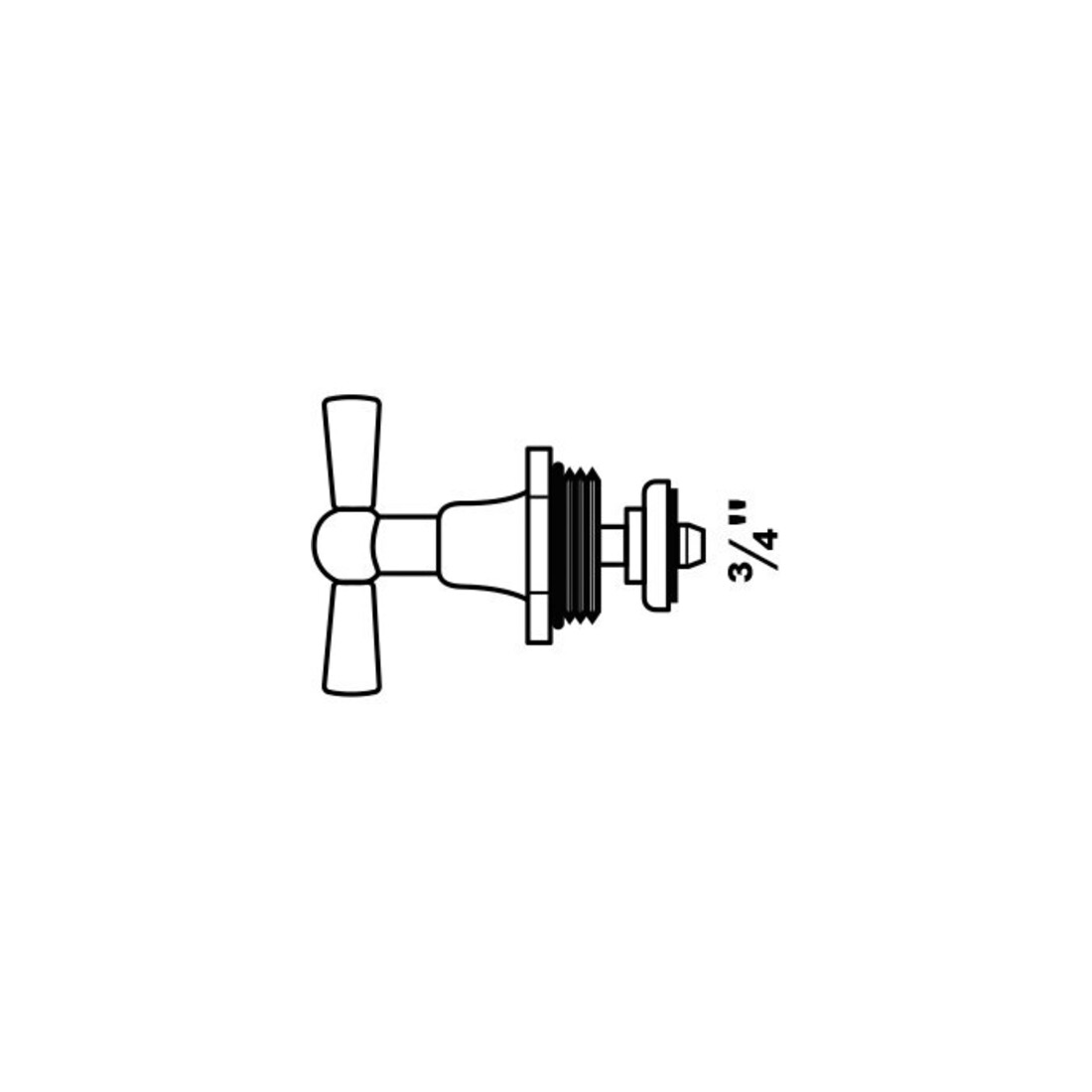 KIRCHHOFF Knebel-Oberteil Chrom, 3/4