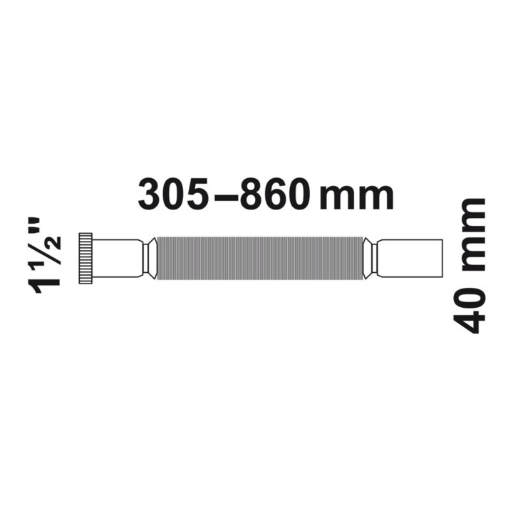 KIRCHHOFF KS Flex-Anschlussrohr Weiß, 1 1/2"IG x 40 mm, 305-860 mm