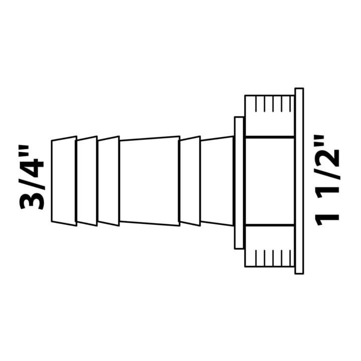 KIRCHHOFF KS Geräteanschluss, 1 1/2"IG x 3/4"T Weiß,für Waschgeräte -Siphon
