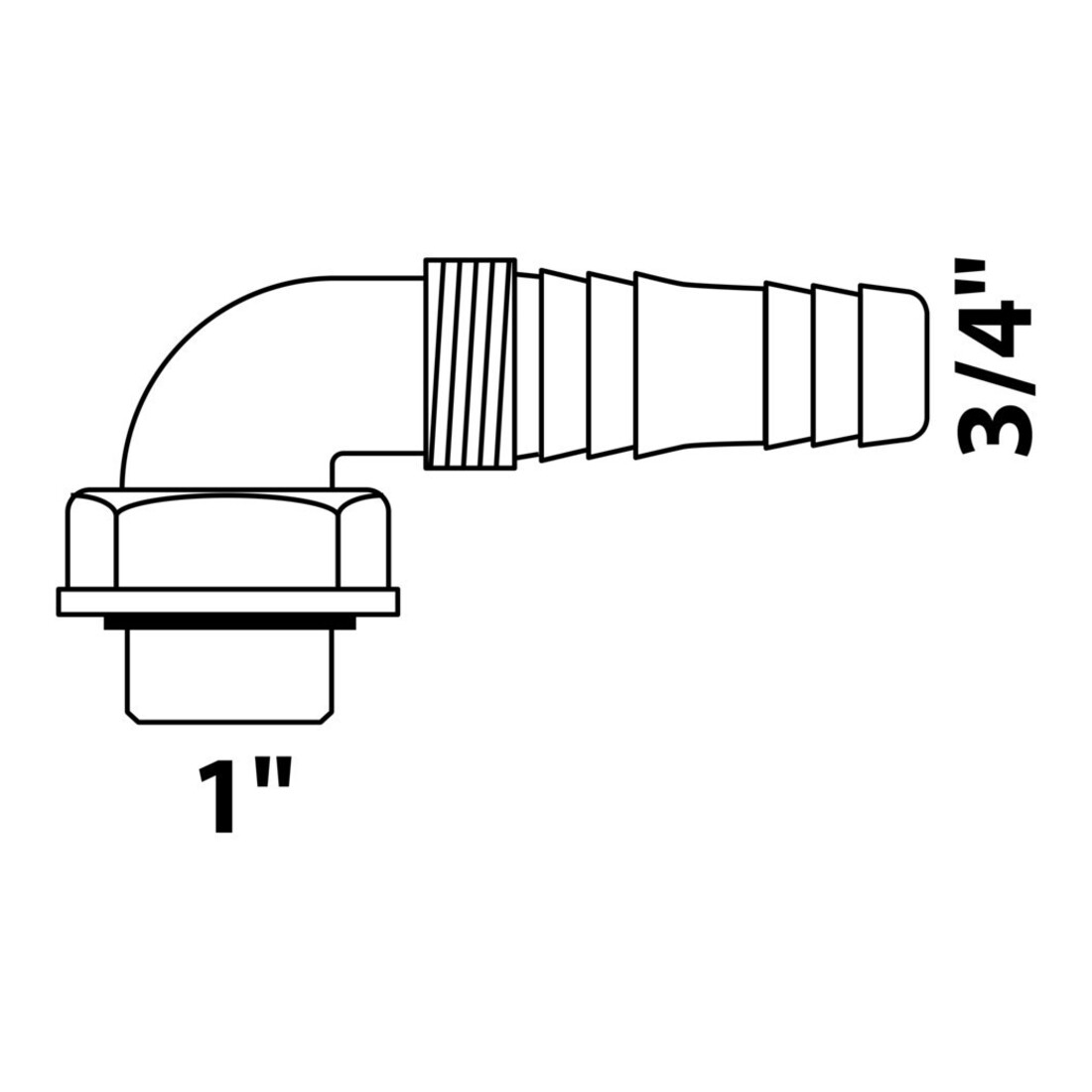 KIRCHHOFF KS Geräteanschluss 90° Weiß, 1"IG x 3/4"T, für Unter putz-Waschgeräte-Siphon