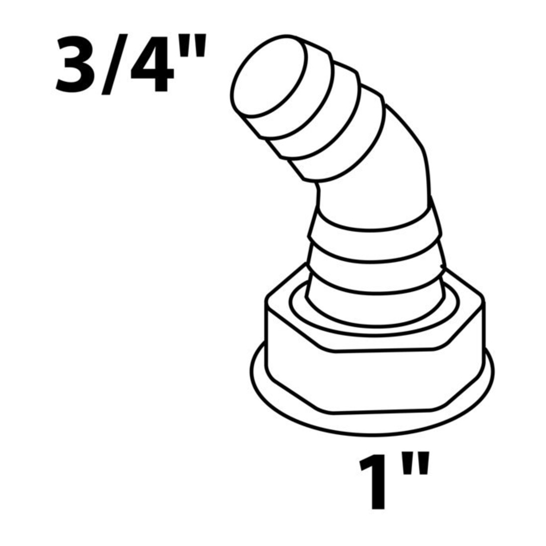 KIRCHHOFF KS Raccord appareil 45°, Blanc, 1"F x 3/4"M