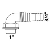 KIRCHHOFF KS Raccord appareil 90° blanc, 1"F x 3/4"M, pour siphon machine à laver encastré-3