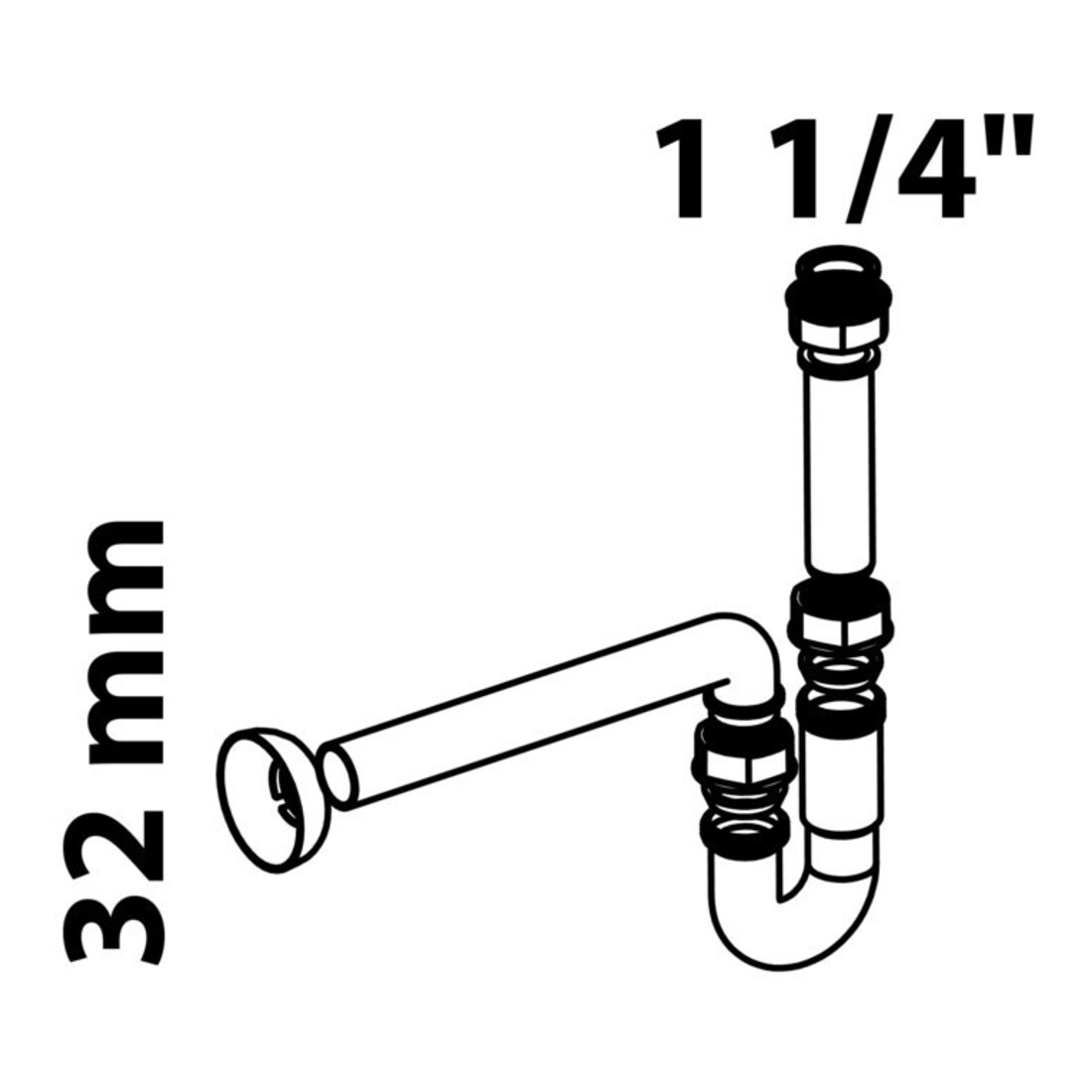 KIRCHHOFF KS Röhrensiphon, 1 1/4" x 32 mm
