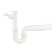 KIRCHHOFF KS Siphon à tube pour évier blanc, 1 1/2"IG x 50 mm, avec raccord appareil 3/4"
