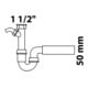 KIRCHHOFF KS Siphon à tube pour évier blanc, 1 1/2"IG x 50 mm, avec raccord appareil 3/4"-3