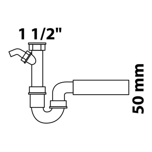 KIRCHHOFF KS Siphon à tube pour évier blanc, 1 1/2"IG x 50 mm, avec raccord appareil 3/4"